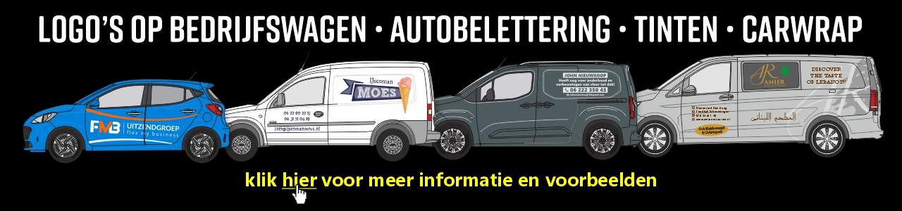 Autobelettering voor bedrijven en particulieren ook tinten, wrappen en voertuigstickers